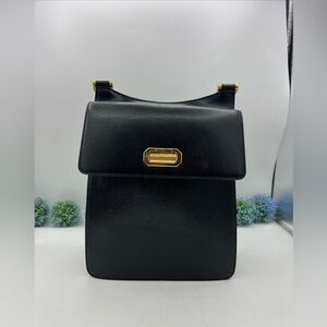 VTG MINOBOSSI Shoulder Bag Black Leather Made In Italy